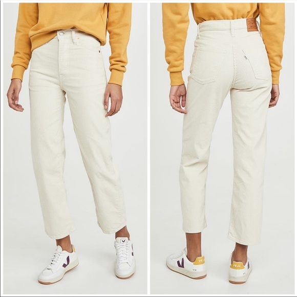 Levi’s | NWT Ribcage Straight Ankle Corduroy Cream - Picture 3 of 8